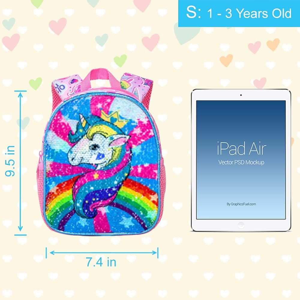 Toddler Backpack with Leash, 9.5" Baby Unicorn Safety Leashes Removable Tether Bookbag
