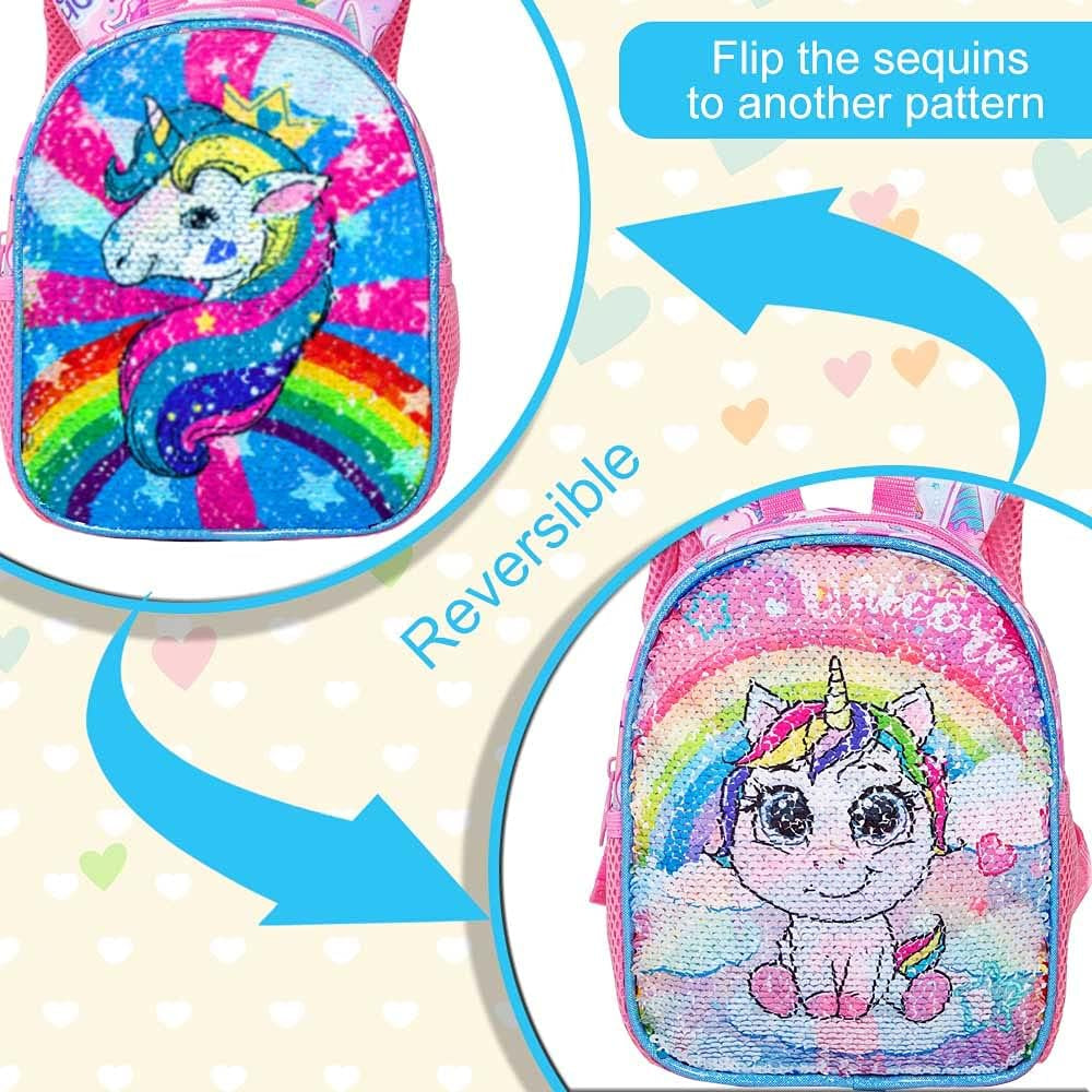 Toddler Backpack with Leash, 9.5" Baby Unicorn Safety Leashes Removable Tether Bookbag