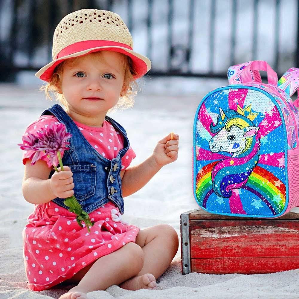 Toddler Backpack with Leash, 9.5" Baby Unicorn Safety Leashes Removable Tether Bookbag
