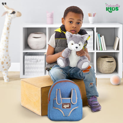 Toddler Backpack W. Plush Wolf Toy, Kids Gift 2 3 4 5 | 2-In-1 Wolf Backpack, Husky Stuffed Animal for Kids 3-5 in Gift-Ready Box, Birthday Gifts for Girls Boys
