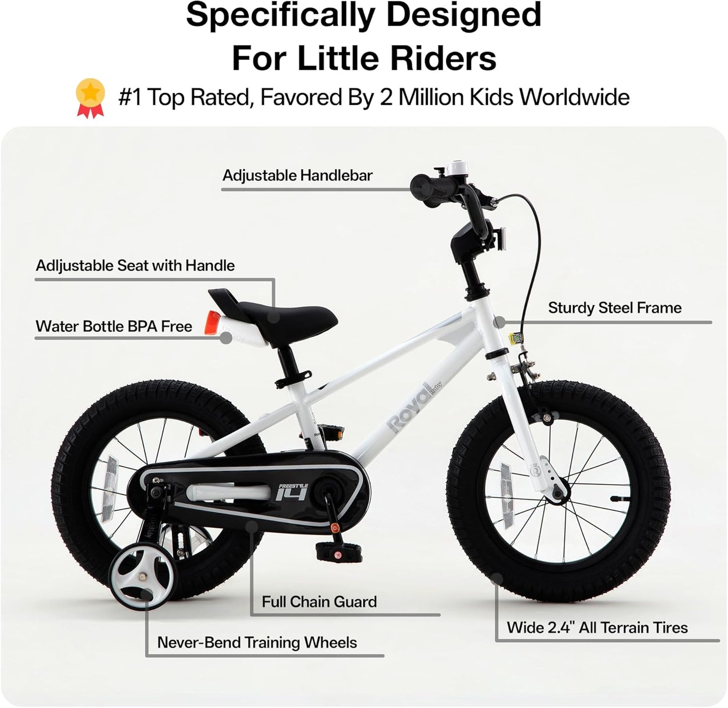 Freestyle Kids Bike 12 14 16 Inch with Training Wheels, 18 Inch with Kickstand, Bicycle for Ages 3-10 Years Boys Girls