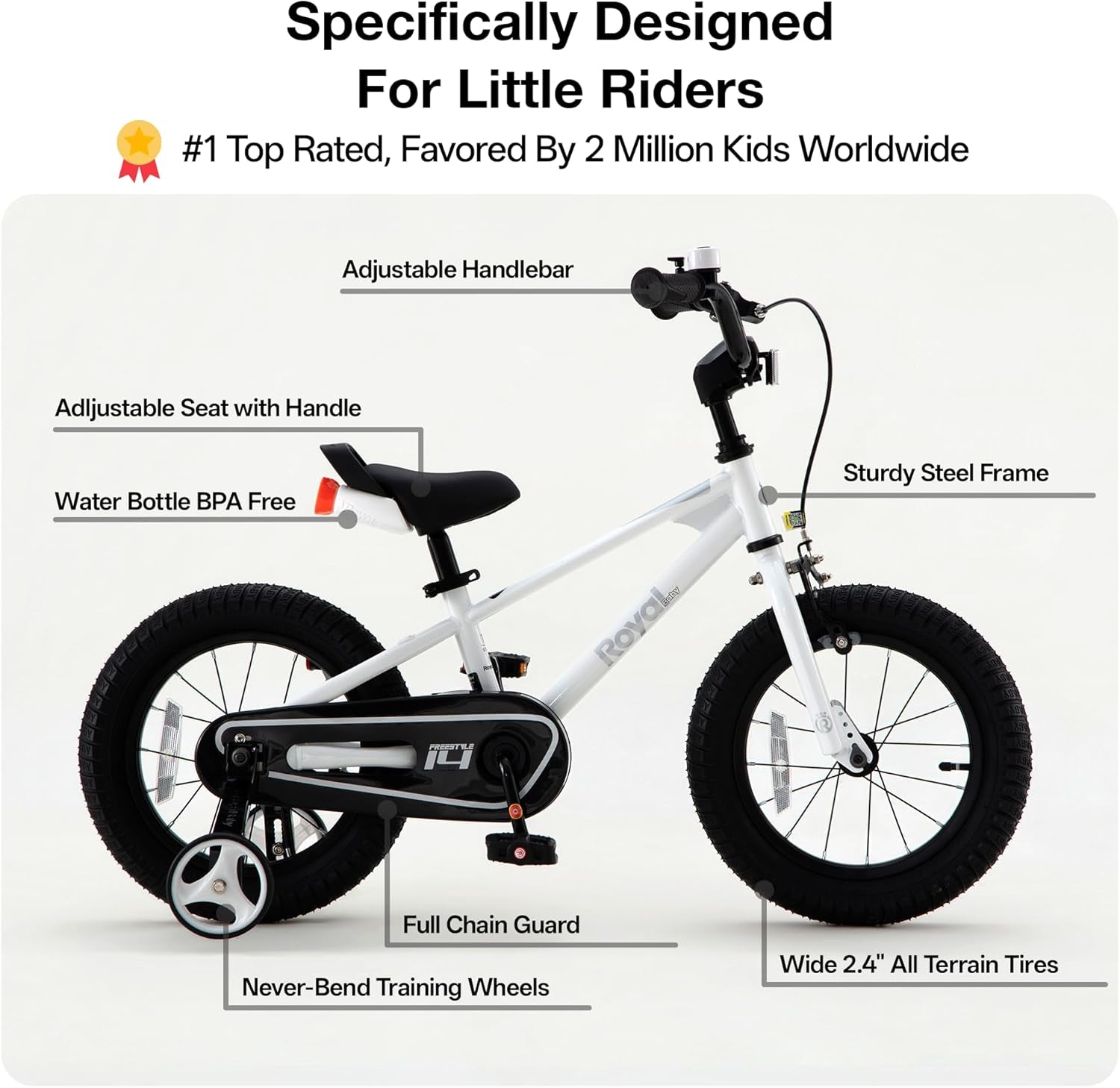 Freestyle Kids Bike 12 14 16 Inch with Training Wheels, 18 Inch with Kickstand, Bicycle for Ages 3-10 Years Boys Girls