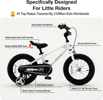 Freestyle Kids Bike 12 14 16 Inch with Training Wheels, 18 Inch with Kickstand, Bicycle for Ages 3-10 Years Boys Girls