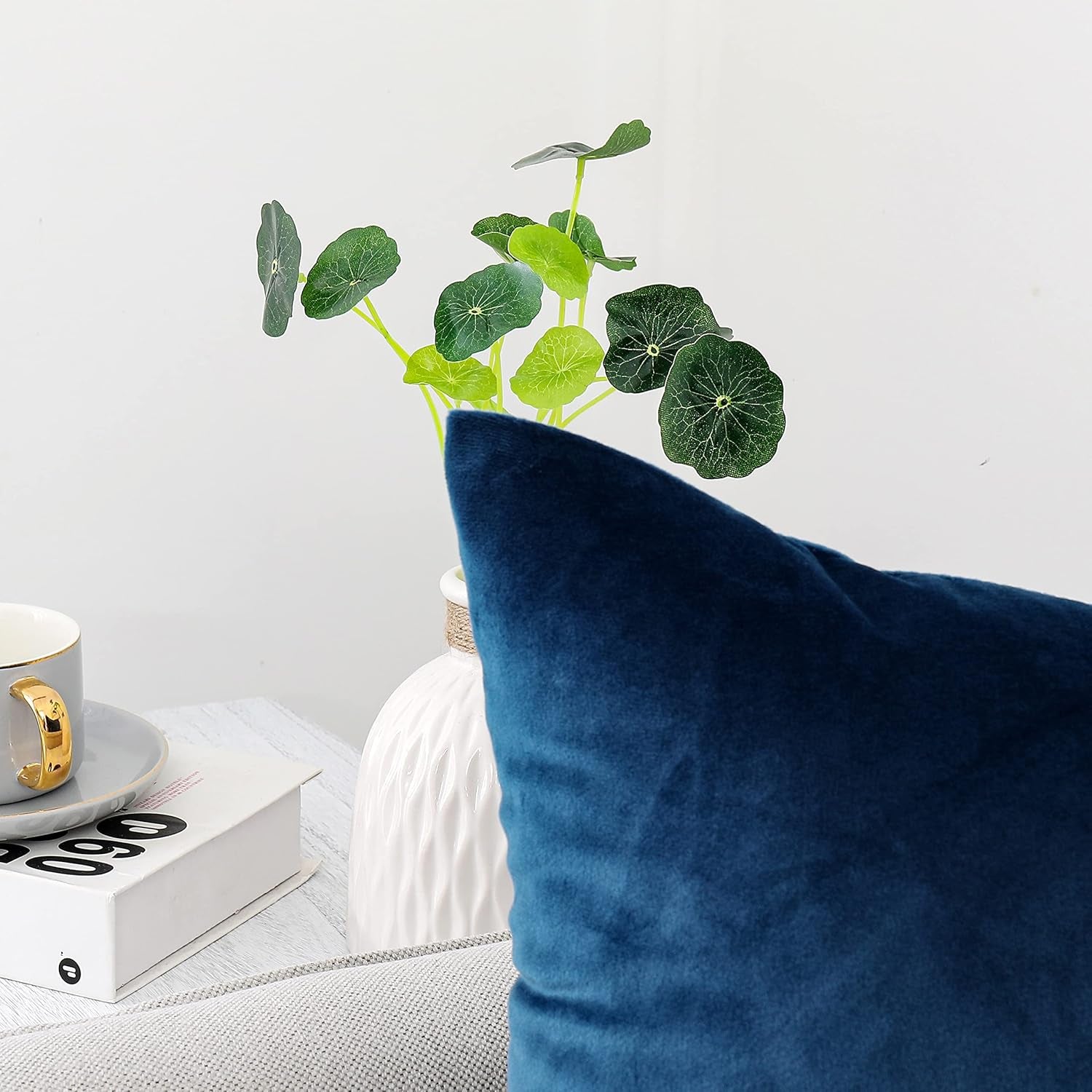 Blue Velvet Throw Pillow Covers 18X18 Pack of 2 Decorative Couch | Soft Solid Boho Cushion Squar Pillow Cases for Chair Sofa Bedroom Farmhouse Living Room Modern Luxury Home Decor Christmas